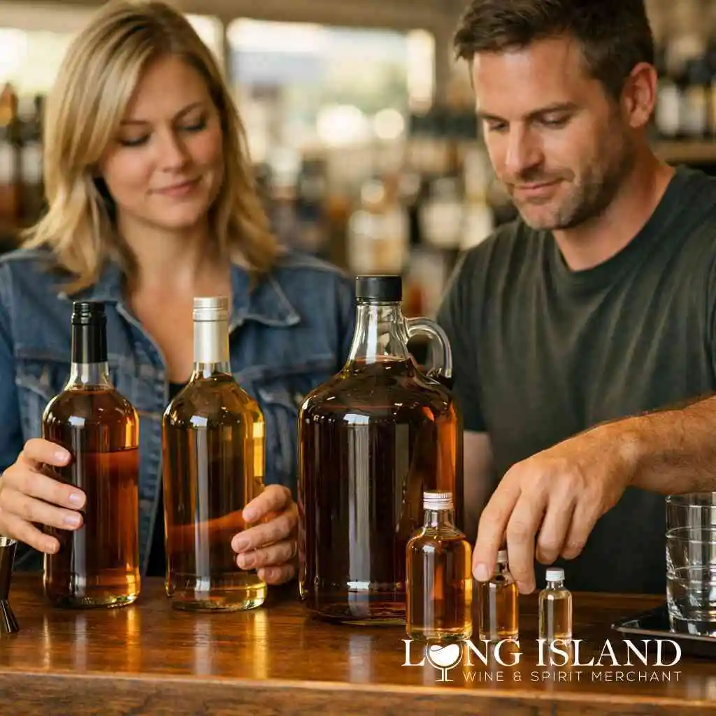 Mini bottles for favors versus bulk liquor for batching cocktails and punch — Shop Liquor Bottle Sizes
