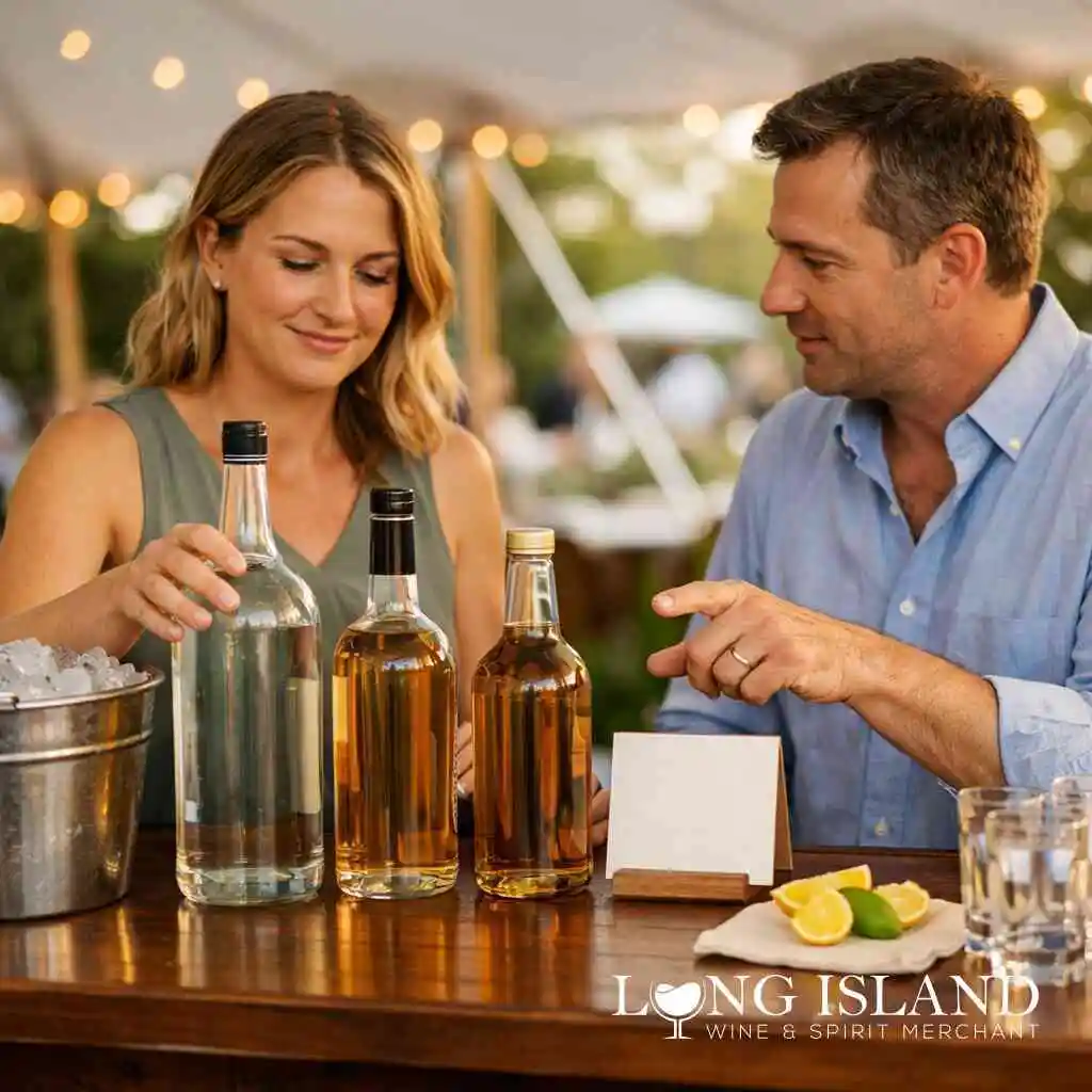 Which spirits belong on an outdoor wedding bar and which ones belong in backup only — Shop Liquor Bottle Sizes